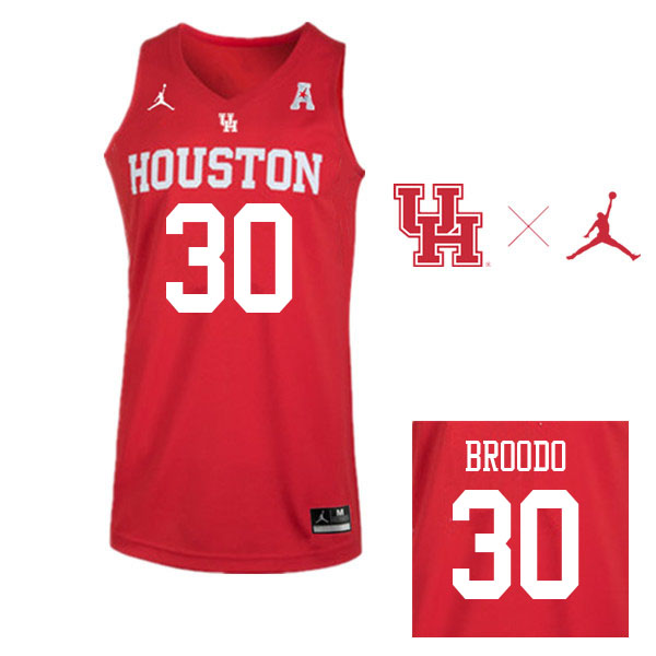 Jordan Brand Men #30 Caleb Broodo Houston Cougars College Basketball Jerseys Sale-Red
